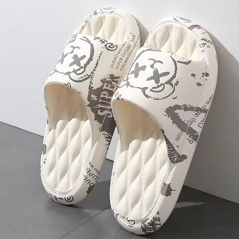 QYCKABY Men's Flip-flops Summer Slippers Printing Sandals Trend Anti Slip Shoes EVA Slippers Fashion Male Massage Beach Footwear