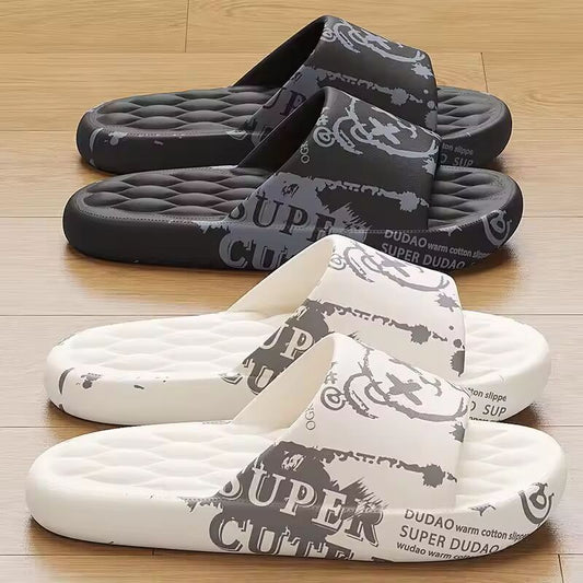 QYCKABY Men's Flip-flops Summer Slippers Printing Sandals Trend Anti Slip Shoes EVA Slippers Fashion Male Massage Beach Footwear