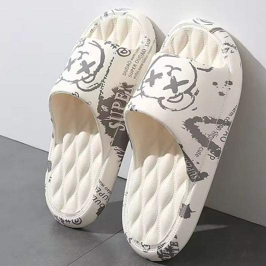 QYCKABY Men's Flip-flops Summer Slippers Printing Sandals Trend Anti Slip Shoes EVA Slippers Fashion Male Massage Beach Footwear